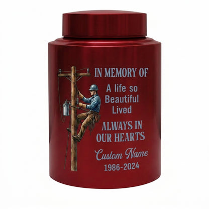 Personalized Lineman Electrician UV Printed Stainless Steel Funeral Urn for Dad Husband Adult Human Ashes Large Custom Decorative Memorial Keepsake Urn, Memorial Gift, In Loving Memory - Image 10