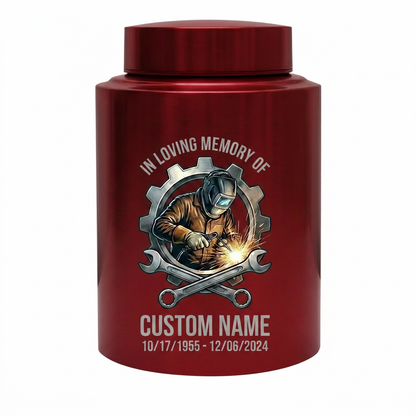 Personalized Welder Gear and Wrenches UV Printed Stainless Steel Urn for Loss of Father Husband Mechanic Bereavement Tribute Two Sizes Memorial Keepsake Urn, Memorial Gift, In Loving Memory - Image 10
