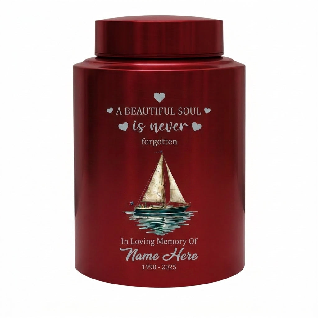 Personalized Sail Boat Stainless Steel Cremation Urn for Adult Male Female Dad Mom Large 7.5x5.1 Small 5.9x3.9 Silver Black Gold Red Memorial Keepsake Urn, Memorial Gift, In Loving Memory - Image 10