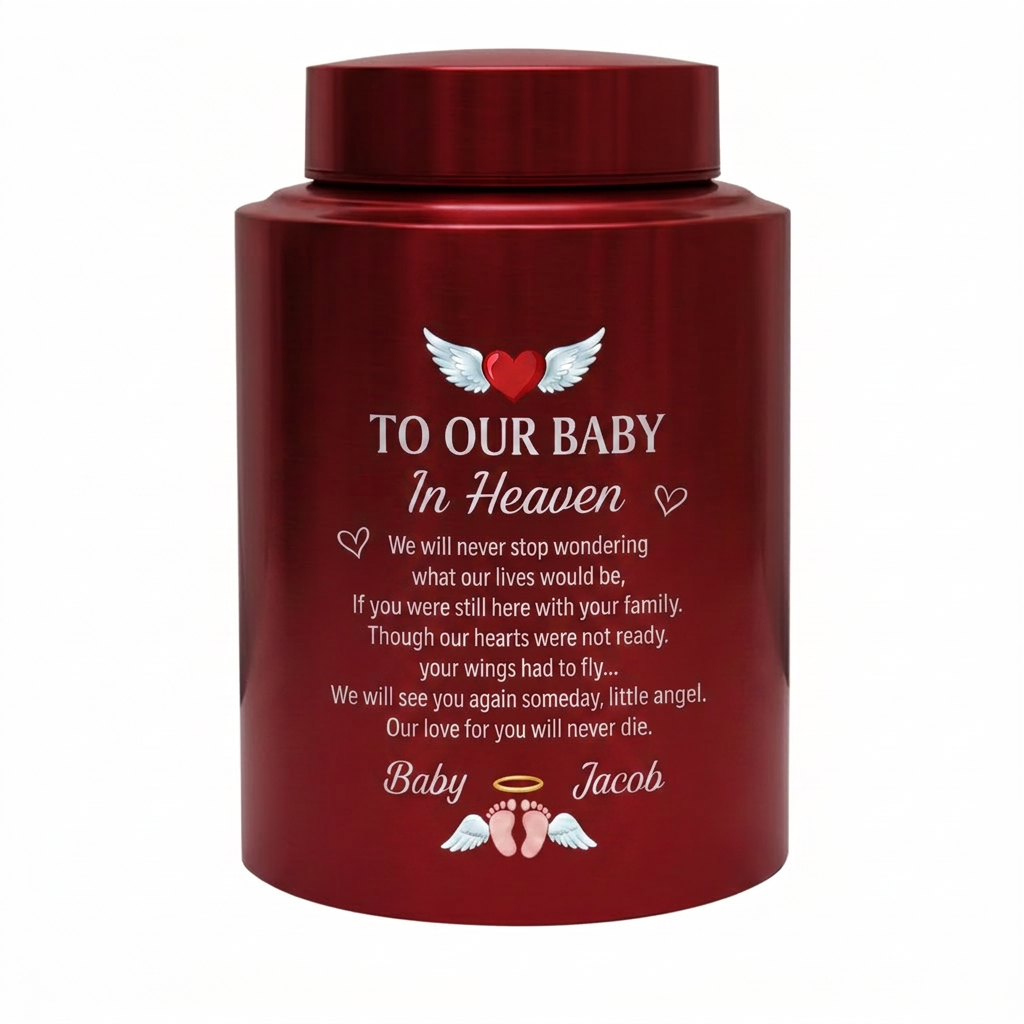 Personalized Infant Footprints Angel Wings Baby Loss Stainless Steel Urn For Grieving Parents Miscarriage Child Remembrance Small Or Large Memorial Keepsake Urn, Memorial Gift, In Loving Memory - Image 10