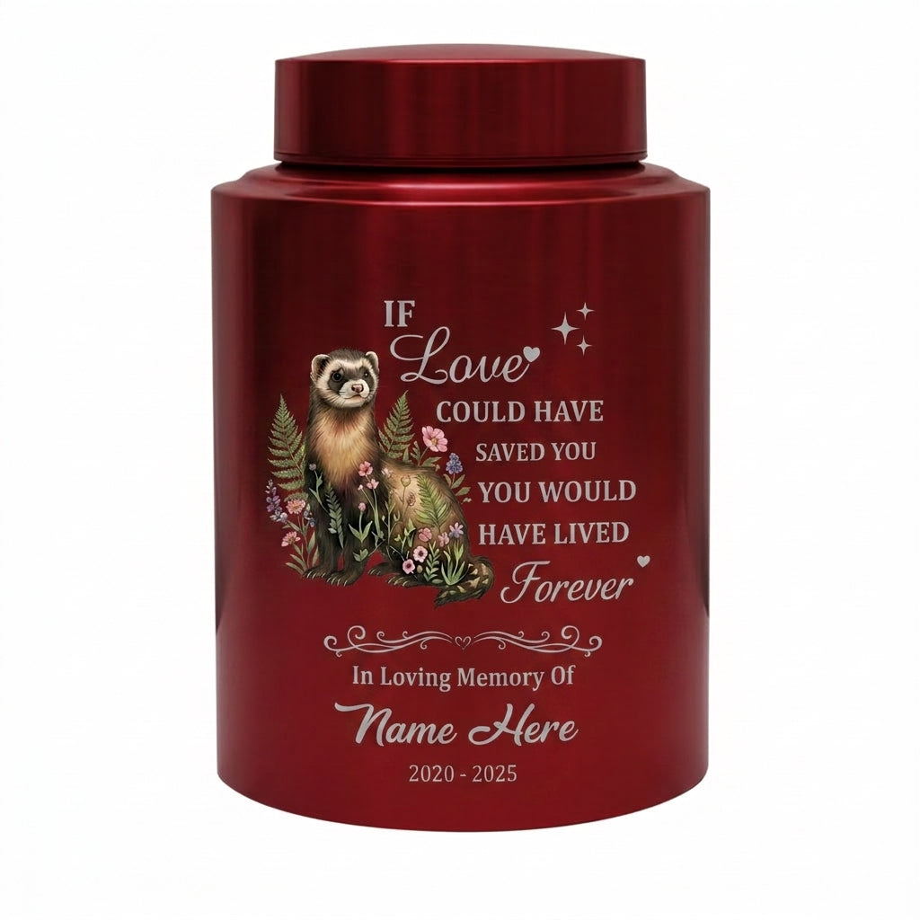 Personalized Botanical Ferret Stainless Steel Pet Urn For Animal Ashes Sympathy Bereavement Display Small Large Sizes Loss Of Pet Memorial Keepsake Urn, Memorial Gift, In Loving Memory - Image 10