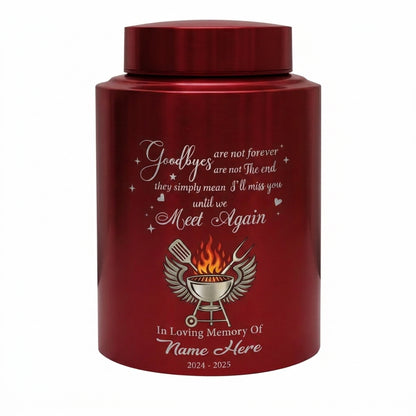 Personalized Custom Grilling Dad BBQ Father Stainless Steel UV Print Loss of Grandpa Goodbyes Are Not Forever Quote Large Small Memorial Keepsake Urn, Memorial Gift, In Loving Memory - Image 10