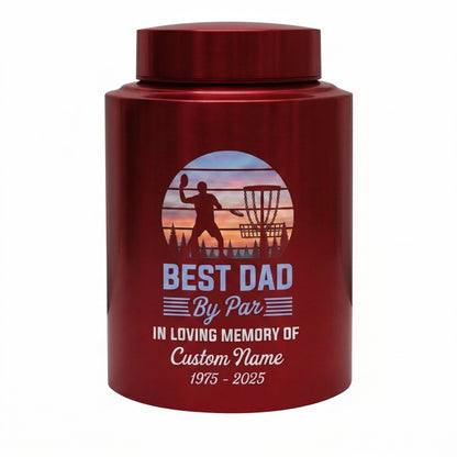 Personalized Disc Golf Dad By Par Sunset UV Printed Stainless Steel Cremation Vessel for Father Loss Sympathy Adult Ashes Small Large Sizes Memorial Keepsake Urn, Memorial Gift, In Loving Memory - Image 10