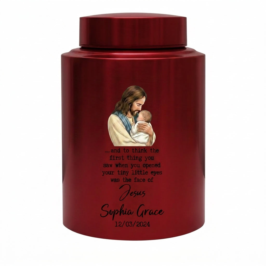 Personalized Baby of Jesus Infant Loss UV Printed Stainless Steel Urn for Child Boy Girl Miscarriage Bereavement Large Two Sizes Memorial Keepsake Urn, Memorial Gift, In Loving Memory - Image 10