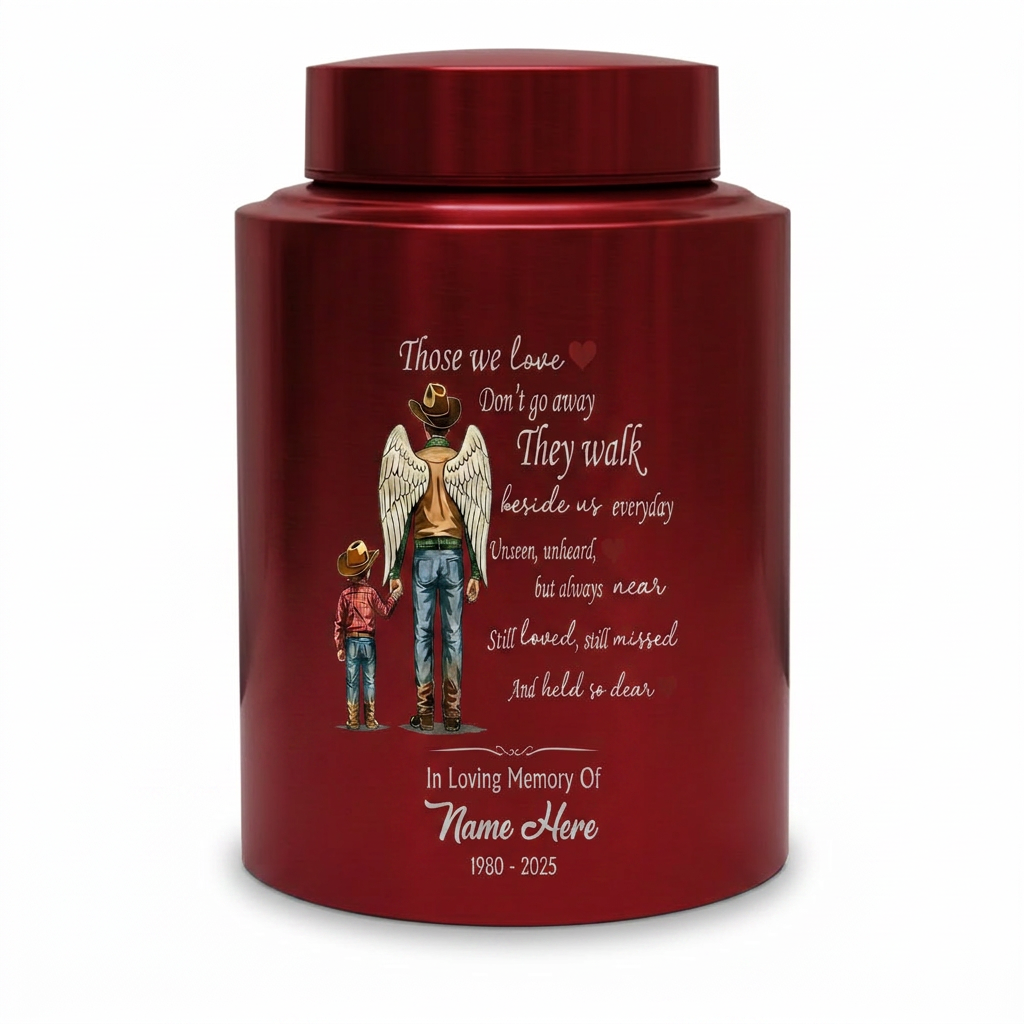 Personalized Cowboy Boots Hat Cross Stainless Steel Urn for Adult Human Ashes Loss of Father Husband Grandpa UV Printed Small and Large Memorial Keepsake Urn, Memorial Gift, In Loving Memory - Image 10