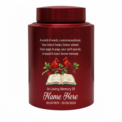 Personalized Book Lover Reading in Heaven Stainless Steel Urn, Adult Female Ashes Bereavement, 2 Sizes Silver Black Gold Red, Memorial Keepsake Urn, Memorial Gift, In Loving Memory - Image 10