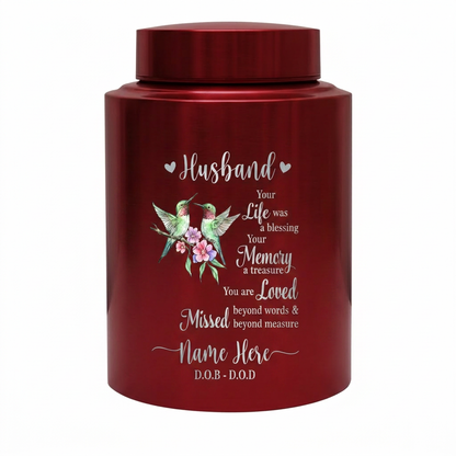 Personalized Couple in Heaven Stainless Steel UV Printed Urn Loss of Husband Bereavement Sympathy Keepsake for Widow Silver Black Red Memorial Keepsake Urn, Memorial Gift, In Loving Memory - Image 10