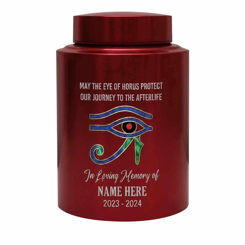 Personalized Eye of Horus Egyptian Hamsa Evil Eye Stainless Steel Cremation Container for Human Ashes Bereavement Tribute Jar Memorial Keepsake Urn, Memorial Gift, In Loving Memory - Image 10