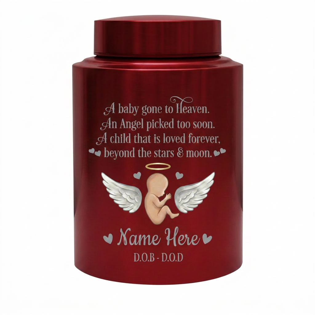Personalized Baby Angel Stainless Steel Cremation Urn, Infant Loss Bereavement Miscarriage Keepsake for Grieving Parents, UV Printed Memorial Keepsake Urn, Memorial Gift, In Loving Memory - Image 10
