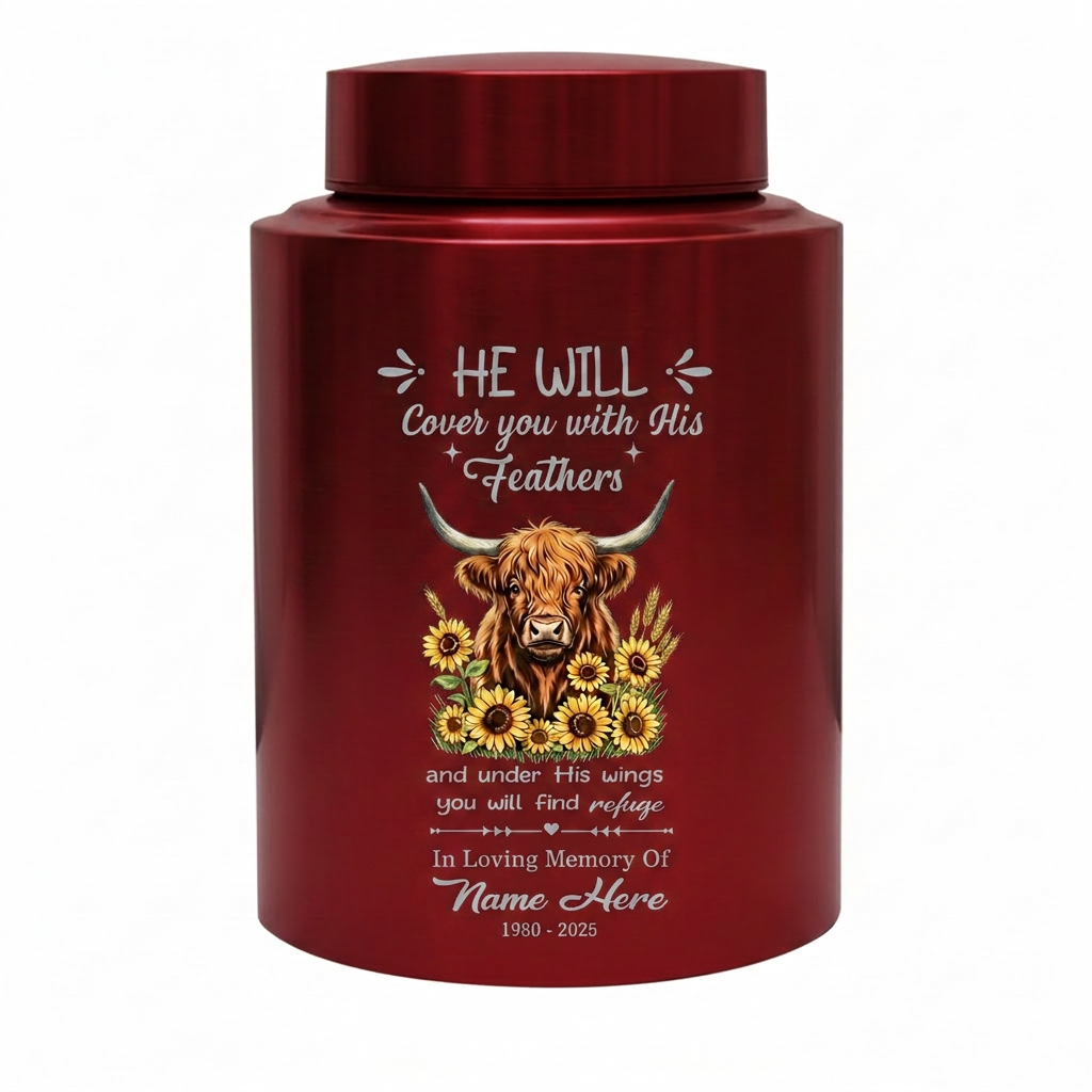 Personalized Highland Cow Christian Bible Verse Stainless Steel Cremation Urn for Human Ashes, Custom Religious Bereavement Sympathy Present, Memorial Keepsake Urn, Memorial Gift, In Loving Memory - Image 10