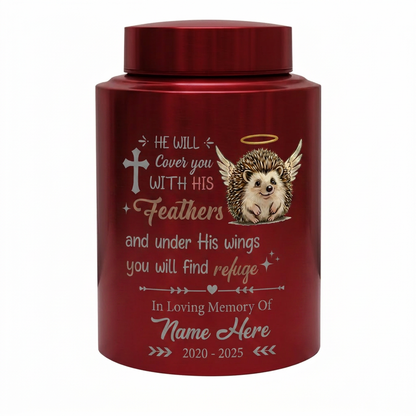Personalized Angel Hedgehog Pet Loss UV Printed Stainless Steel Cremation Urn Christian Bible Verse Psalm 91 Sympathy Present Decor Memorial Keepsake Urn, Memorial Gift, In Loving Memory - Image 10