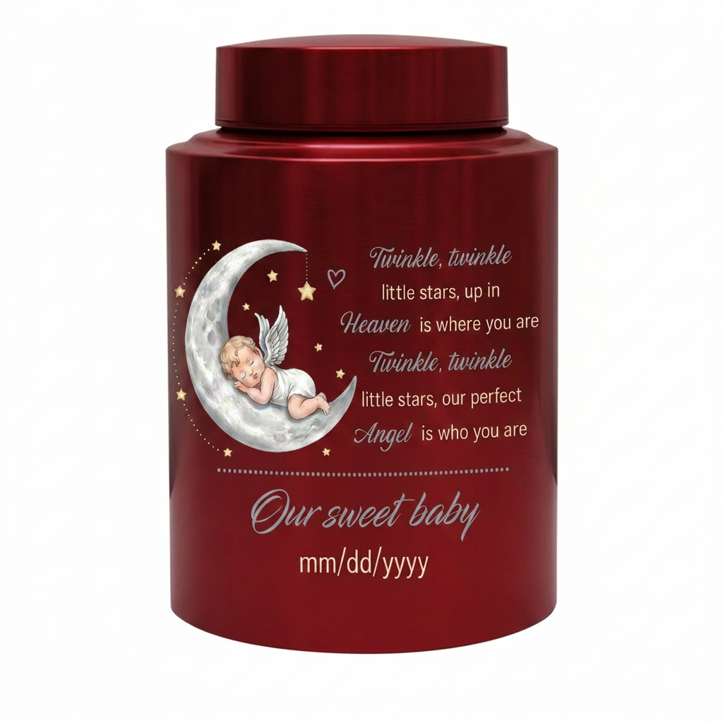 Personalized Baby Moon Stainless Steel Urn for Infant Child Boy Girl, Decorative Twinkle Star Nursery Urn, Custom Angel Funeral Ash Holder, Memorial Keepsake Urn, Memorial Gift, In Loving Memory - Image 10
