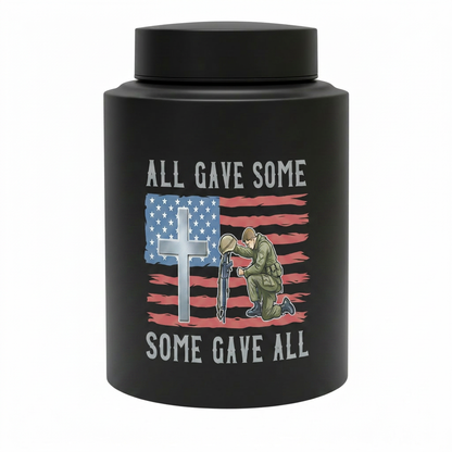 All Gave Some Veteran Kneeling Soldier American Flag Cross Stainless Steel Ash Container Military Army Navy Sympathy Bereavement Memorial Keepsake Urn, Memorial Gift, In Loving Memory - Image 11