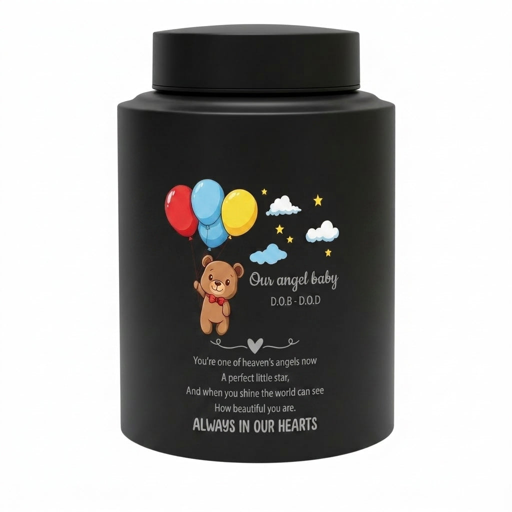 Personalized Teddy Bear Balloons Baby Loss Stainless Steel Urn For Infant Child Bereavement Custom Engraved Sympathy Gift Large And Small Memorial Keepsake Urn, Memorial Gift, In Loving Memory - Image 11
