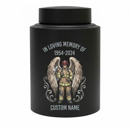 Personalized Firefighter Urn for Human Ashes, Custom Name Date Fireman Angel Wings Cremation Jar, Decorative Stainless Steel Loss Tribute, Memorial Keepsake Urn, Memorial Gift, In Loving Memory - Image 11