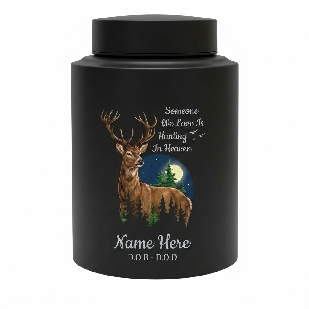 Personalized Deer Hunting Silhouette Stainless Steel Urn for Outdoorsman Dad Grandpa Husband, Hunting In Heaven Custom Adult Ashes Holder, Memorial Keepsake Urn, Memorial Gift, In Loving Memory - Image 11