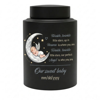 Personalized Baby Moon Stainless Steel Urn for Infant Child Boy Girl, Decorative Twinkle Star Nursery Urn, Custom Angel Funeral Ash Holder, Memorial Keepsake Urn, Memorial Gift, In Loving Memory - Image 11