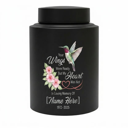 Personalized Hummingbird Stainless Steel Cremation Urn for Human Ashes, Your Wings Were Ready Bereavement Condolence Loss of Loved One Memorial Keepsake Urn, Memorial Gift, In Loving Memory - Image 11