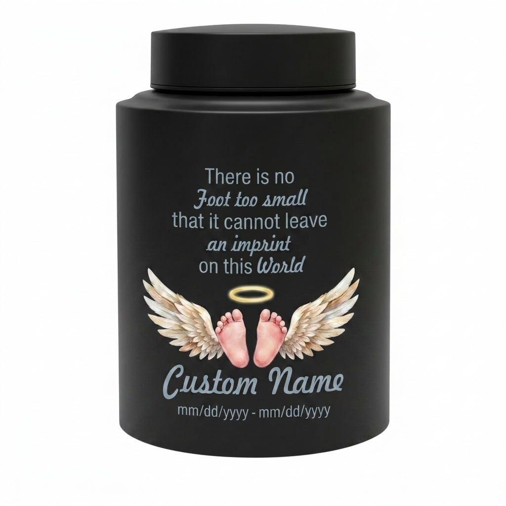 Personalized Baby Footprints UV Print Stainless Steel Urn for Infant Child Miscarriage Loss Foot Too Small Imprint Custom Large Memorial Keepsake Urn, Memorial Gift, In Loving Memory - Image 11