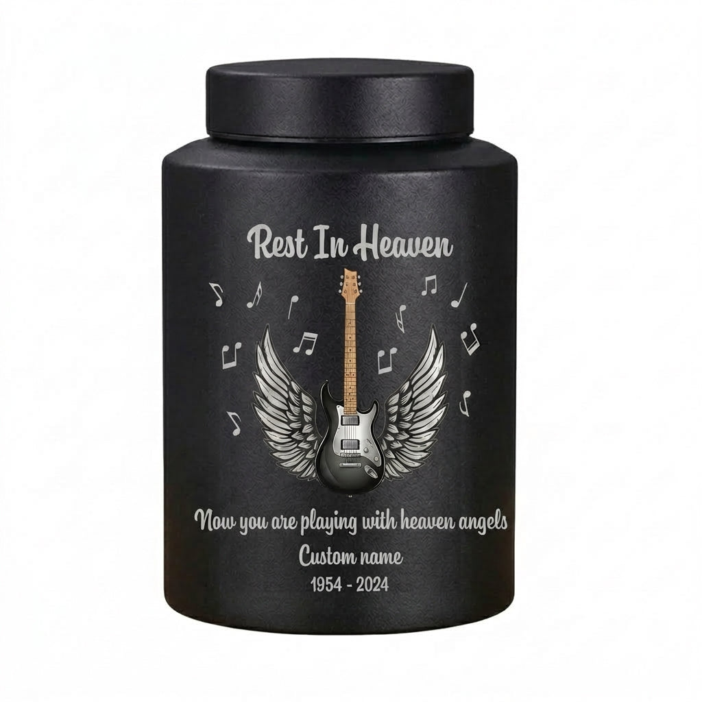 Personalized Guitar Music Lovers Stainless Steel Funeral Cremation Vault For Musician Guitarist Adult Male Female Remains Small And Large Sizes Memorial Keepsake Urn, Memorial Gift, In Loving Memory - Image 11