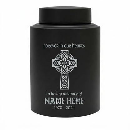 Personalized Celtic Cross Irish Urn for Human Ashes, Forever In Our Hearts Funeral Tribute for Adult Male Female Loss of Loved One, 2 Sizes, Memorial Keepsake Urn, Memorial Gift, In Loving Memory - Image 11
