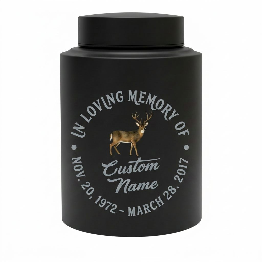 Personalized Deer Hunting UV Printed Stainless Steel Urn for Adult Human Ashes, Sympathy Bereavement Present for Hunters Outdoorsmen, Memorial Keepsake Urn, Memorial Gift, In Loving Memory - Image 11