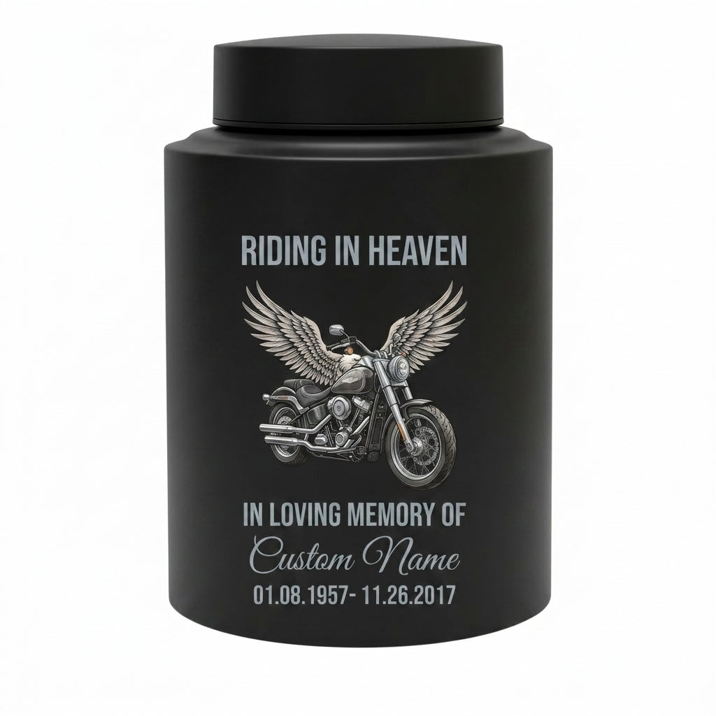 Personalized Motorcycle Riding in Heaven Stainless Steel Ash Holder for Adult Male Dad Biker Funeral Display Large Capacity Memorial Keepsake Urn, Memorial Gift, In Loving Memory - Image 11