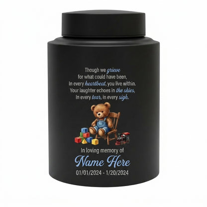 Personalized Teddy Bear Baby Infant Loss UV Printed Stainless Steel Miscarriage Remembrance Grieving Parent Sympathy Gift Cremation Ash Holder Memorial Keepsake Urn, Memorial Gift, In Loving Memory - Image 11