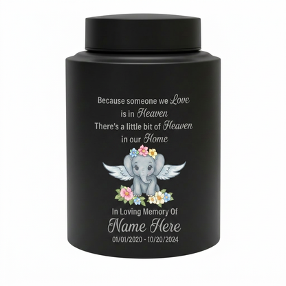 Personalized Baby Elephant Stainless Steel Cremation Urn for Infant Boy Girl Ashes Custom Because Someone We Love is in Heaven UV Print Decor Memorial Keepsake Urn, Memorial Gift, In Loving Memory - Image 11