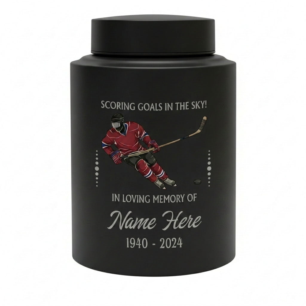 Personalized Ice Hockey UV Printed Stainless Steel Sports Fan Player Loss Funeral Ashes Display For Home Mantel Large And Small Memorial Keepsake Urn, Memorial Gift, In Loving Memory - Image 11