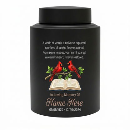 Personalized Book Lover Reading in Heaven Stainless Steel Urn, Adult Female Ashes Bereavement, 2 Sizes Silver Black Gold Red, Memorial Keepsake Urn, Memorial Gift, In Loving Memory - Image 11