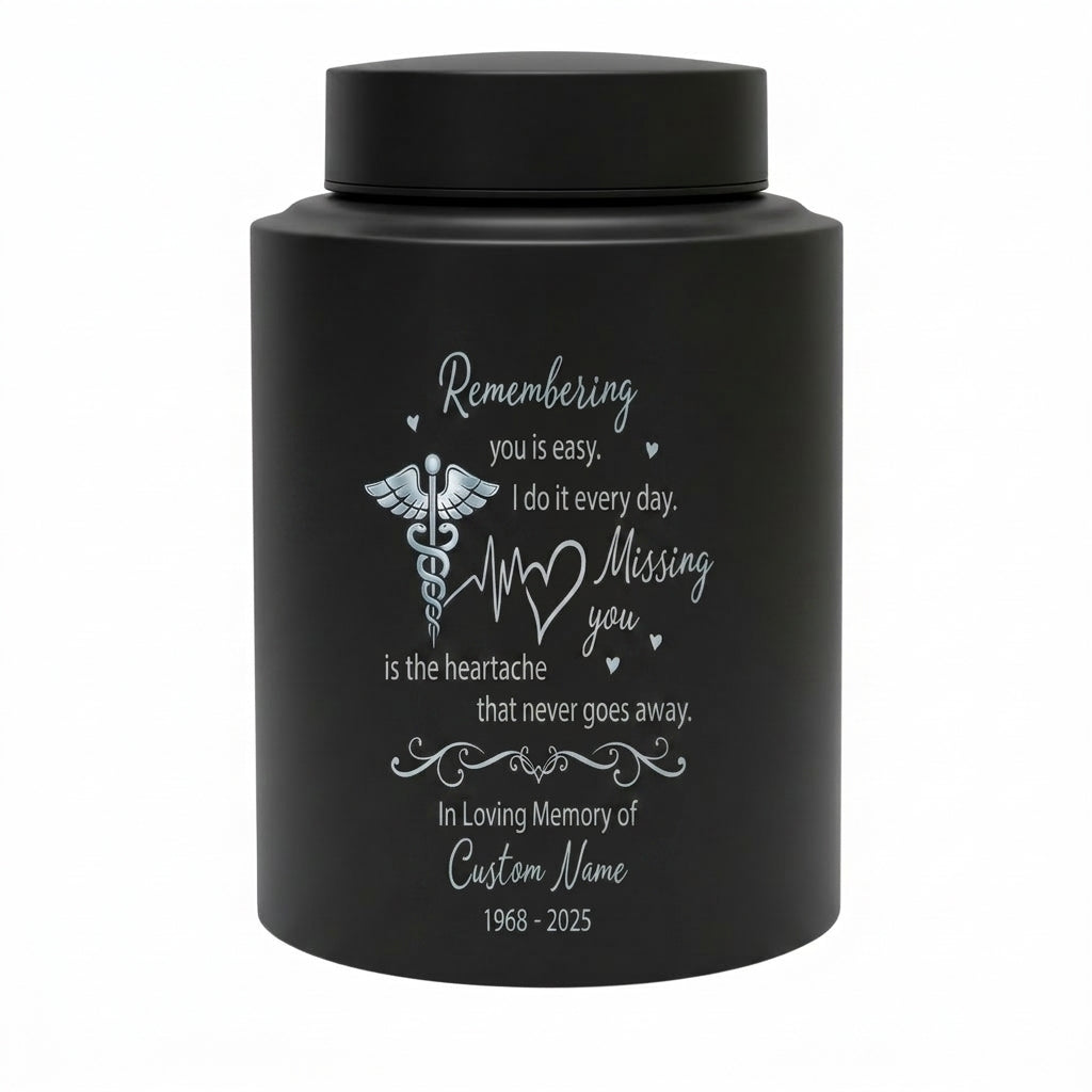 Personalized Doctor Nurse Medical Caduceus Stainless Steel Cremation Urn for Adult Ashes Large Custom UV Print Heartbeat Sympathy Tribute Memorial Keepsake Urn, Memorial Gift, In Loving Memory - Image 11