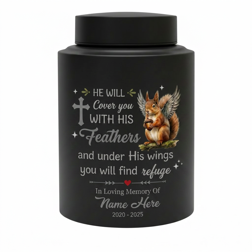 Personalized Squirrel Bible Verse Urn for Human Ashes, Christian Cross UV Printed Cremation Receptacle for Adult or Pet Loss, Large Options, Memorial Keepsake Urn, Memorial Gift, In Loving Memory - Image 11