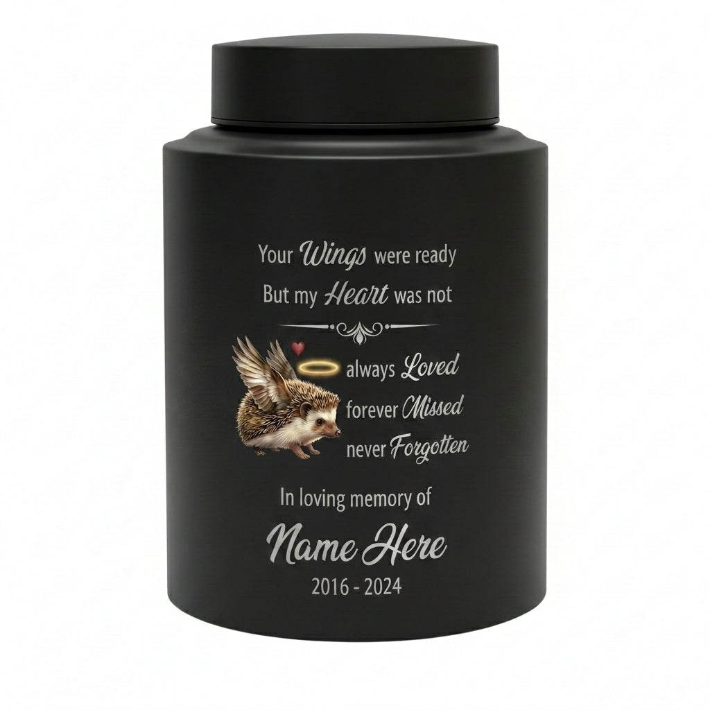 Personalized Hedgehog Your Wings Were Ready But My Heart Was Not Metal Pet Urn For Ashes Bereavement Condolence Present For Animal Lovers Memorial Keepsake Urn, Memorial Gift, In Loving Memory - Image 11