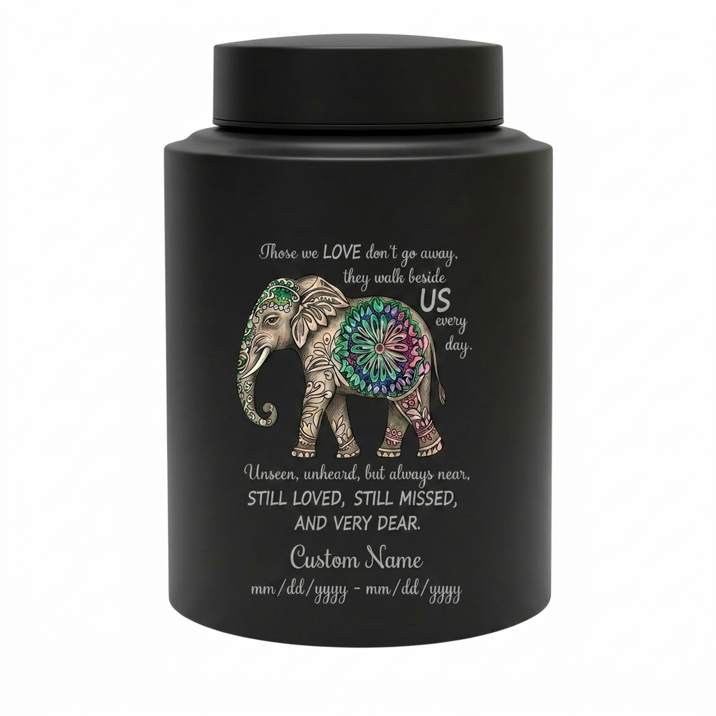 Personalized Floral Elephant Pattern Stainless Steel Large Urn for Human Ashes, Loss of Mother Father Loved One Sympathy Gift, Bereavement Memorial Keepsake Urn, Memorial Gift, In Loving Memory - Image 11