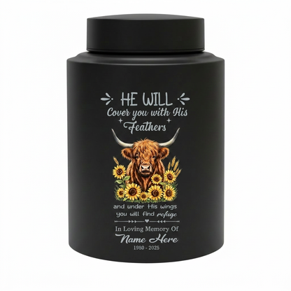 Personalized Highland Cow Christian Bible Verse Stainless Steel Cremation Urn for Human Ashes, Custom Religious Bereavement Sympathy Present, Memorial Keepsake Urn, Memorial Gift, In Loving Memory - Image 11
