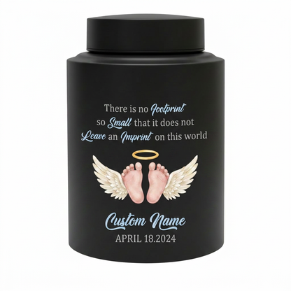 Personalized Angel Baby Footprint Stainless Steel Cremation Urn, Infant Loss Remembrance Container, Grieving Parent Sympathy Present, Memorial Keepsake Urn, Memorial Gift, In Loving Memory - Image 11