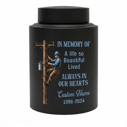 Personalized Lineman Electrician UV Printed Stainless Steel Funeral Urn for Dad Husband Adult Human Ashes Large Custom Decorative Memorial Keepsake Urn, Memorial Gift, In Loving Memory - Image 11