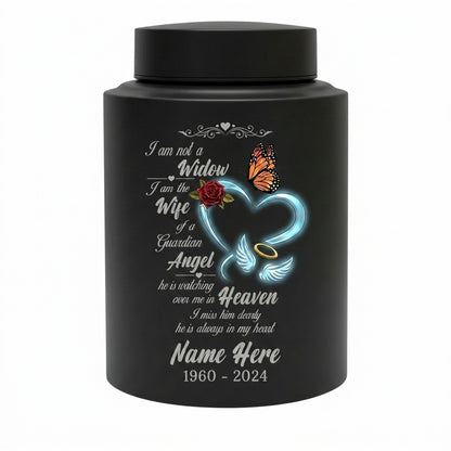 Personalized Guardian Angel Wings Heart Butterfly Rose Stainless Steel Loss of Husband Sympathy Widow Remembrance Decor 5.9x3.9in Memorial Keepsake Urn, Memorial Gift, In Loving Memory - Image 11