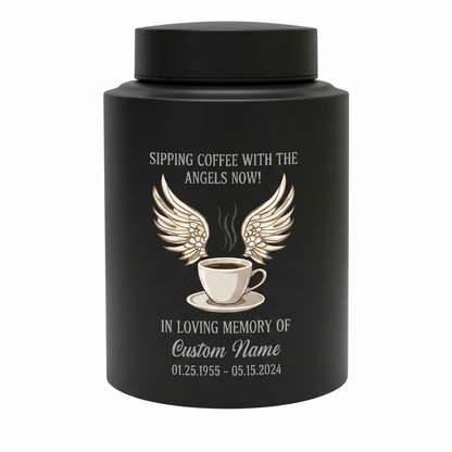 Personalized Coffee Theme Stainless Steel Cremation Urn for Ashes, Custom Name and Date Tribute for Coffee Lover, Large Size Options, Memorial Keepsake Urn, Memorial Gift, In Loving Memory - Image 11