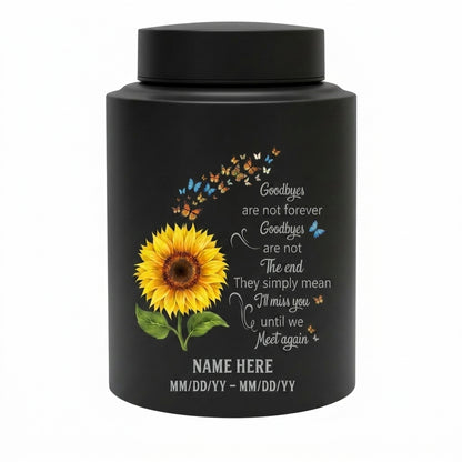 Personalized Flying Butterflies Sunflower Stainless Steel Urn for Human Ashes, Funeral Bereavement Condolence Gift Goodbyes Are Not Forever, Memorial Keepsake Urn, Memorial Gift, In Loving Memory - Image 11