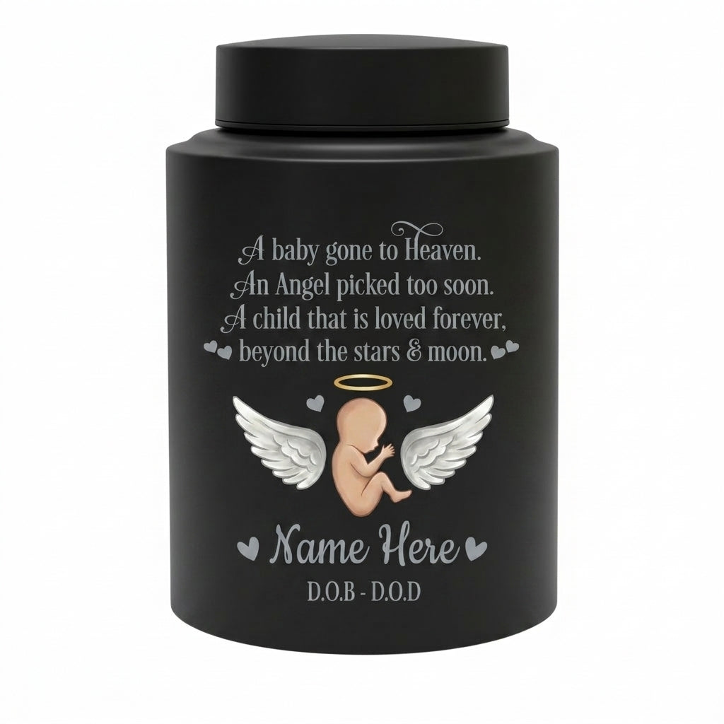 Personalized Baby Angel Stainless Steel Cremation Urn, Infant Loss Bereavement Miscarriage Keepsake for Grieving Parents, UV Printed Memorial Keepsake Urn, Memorial Gift, In Loving Memory - Image 11