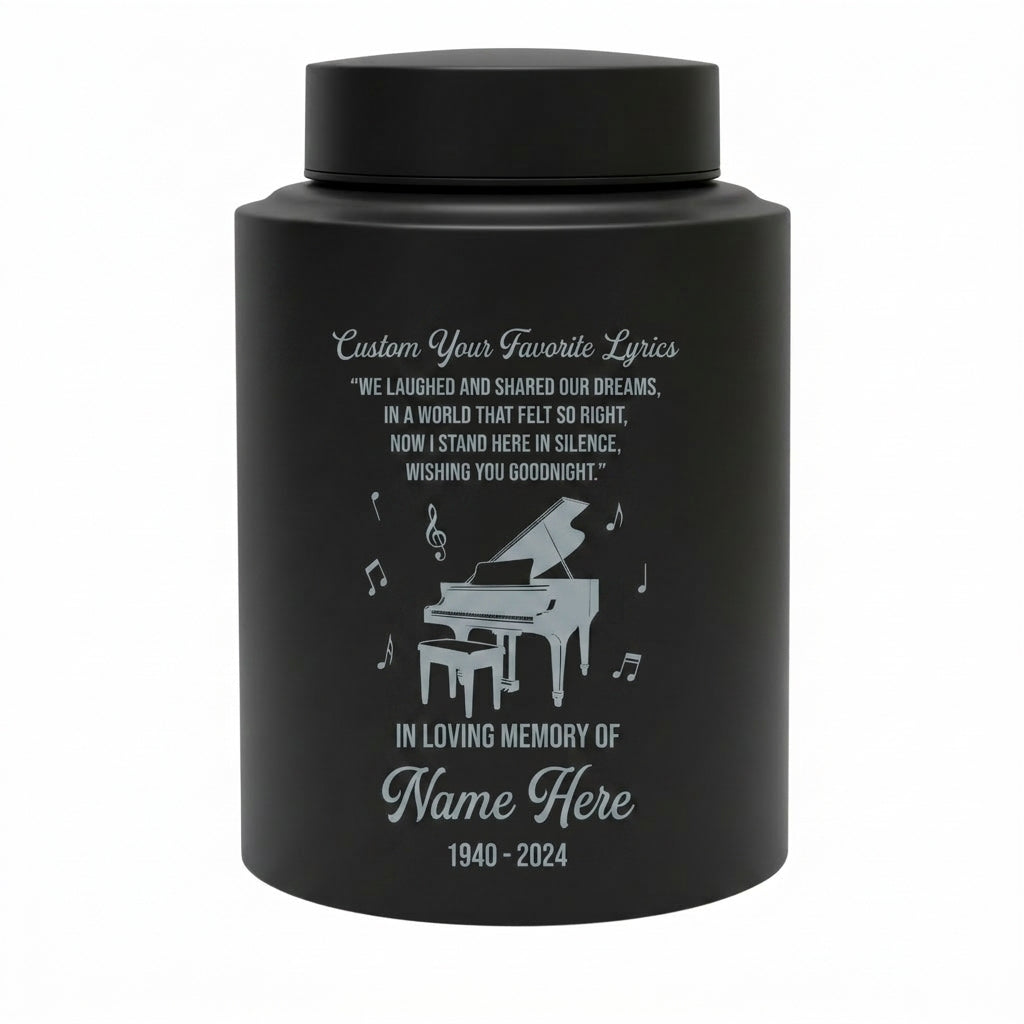 Personalized Piano Music Lovers Custom Favorite Lyrics Stainless Steel Cremation Urn for Adult Male Female Human Ashes Large Memorial Keepsake Urn, Memorial Gift, In Loving Memory - Image 11