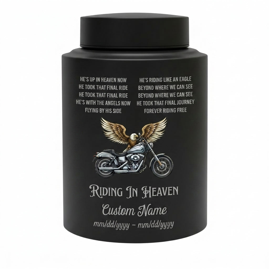Personalized Motorcycle Riding in Heaven Stainless Steel Urn for Dad Biker Adult Male, Decorative Ash Container Small 5.9x3.9 Large 7.5x5.1, Memorial Keepsake Urn, Memorial Gift, In Loving Memory - Image 11