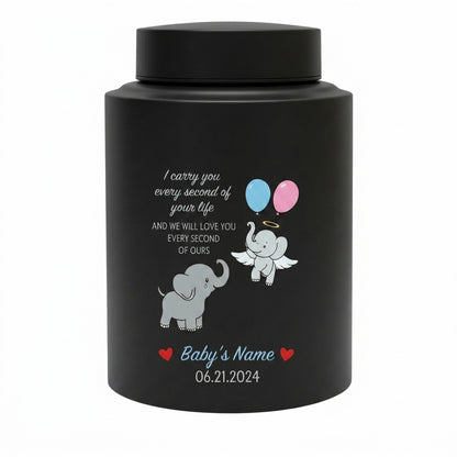 Personalized Angel Baby Elephant Grieving Stainless Steel Urn For Infant Loss Miscarriage Child Memory Large 7.5x5.1 UV Printed Decor Memorial Keepsake Urn, Memorial Gift, In Loving Memory - Image 11
