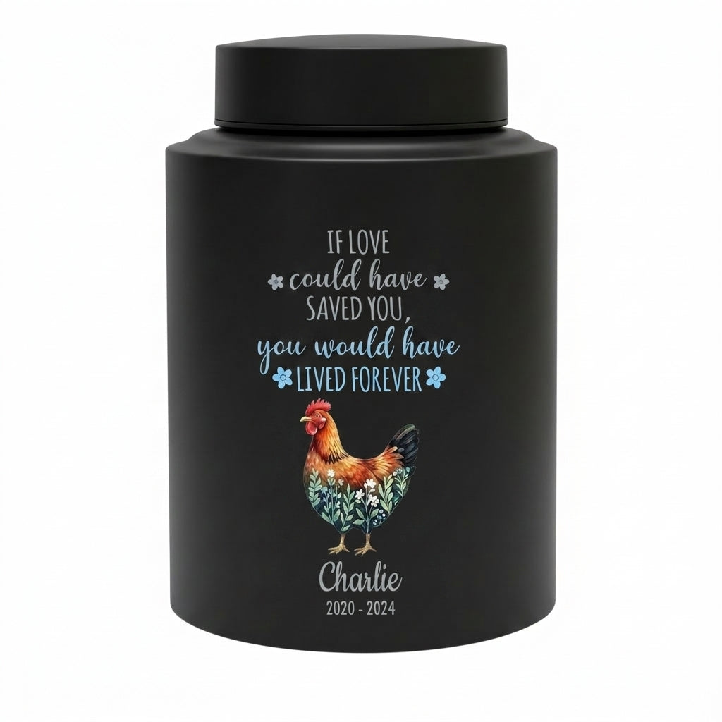 Personalized Chicken Memorial Stainless Steel Urn for Pet Ashes, Rooster Hen Loss Sympathy Gift, Custom Name Date Bird Tribute, Two Sizes, Memorial Keepsake Urn, Memorial Gift, In Loving Memory - Image 11