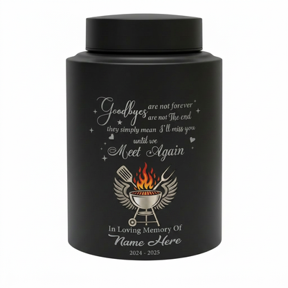 Personalized Custom Grilling Dad BBQ Father Stainless Steel UV Print Loss of Grandpa Goodbyes Are Not Forever Quote Large Small Memorial Keepsake Urn, Memorial Gift, In Loving Memory - Image 11