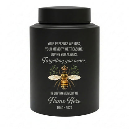 Personalized Honey Bee Stainless Steel Cremation Urn for Human Ashes, Custom Sympathy Remembrance Bereavement Gift for Loss of Loved One, Memorial Keepsake Urn, Memorial Gift, In Loving Memory - Image 11