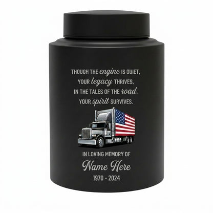 Personalized Semi Truck Angel Wings UV Printed Stainless Steel Urn for Human Ashes Truck Driver Dad Grandpa Adult Male Large Capacity Memorial Keepsake Urn, Memorial Gift, In Loving Memory - Image 11