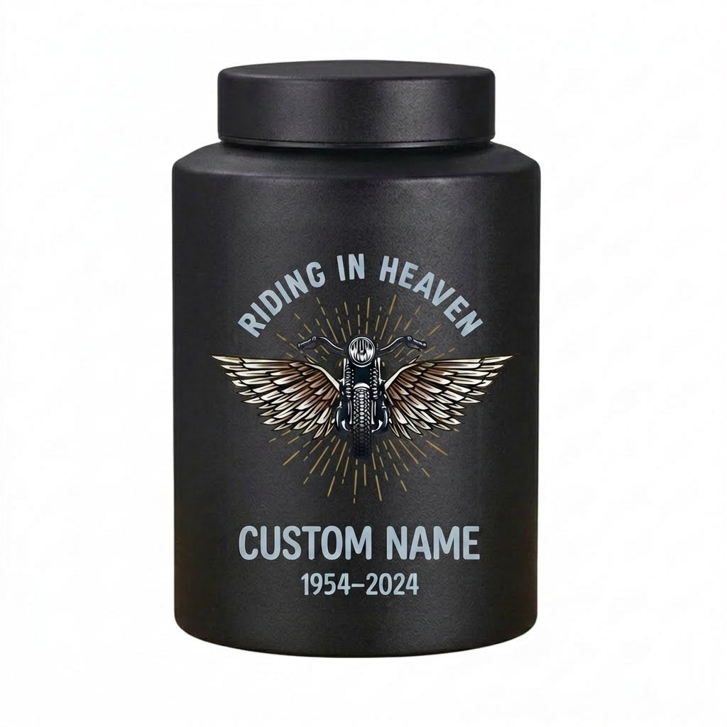 Personalized Motorcycle Cremation Urn Stainless Steel Riding In Heaven Biker Tribute for Dad Husband Two Sizes Black Gold Red Memorial Keepsake Urn, Memorial Gift, In Loving Memory - Image 11
